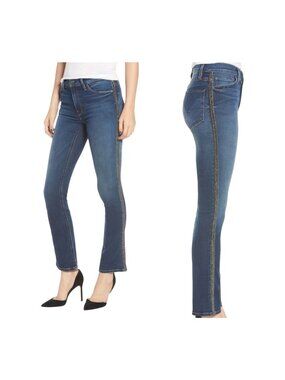 Hudson Nico Midrise Cigarette Jeans Size 24 Blue Chain Trim NWT